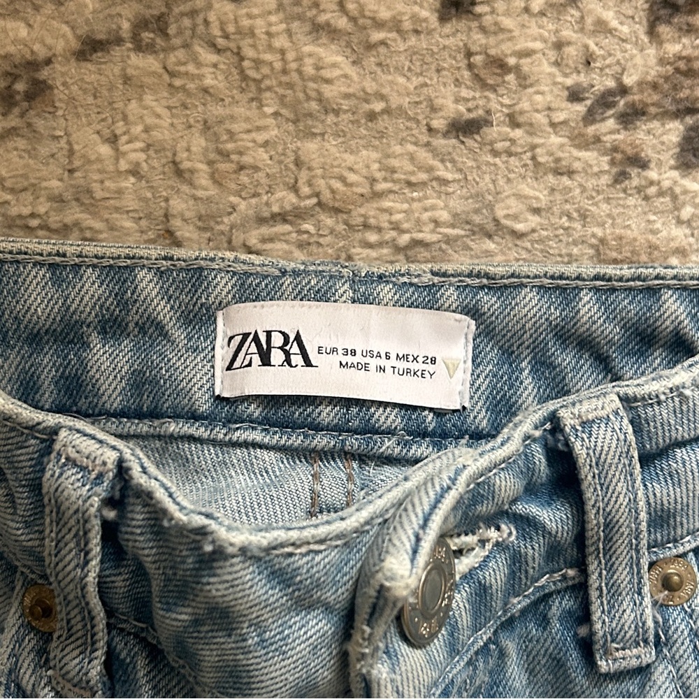 Zara Patchwork Reconstructed Mid-Rise Straight Je… - image 3